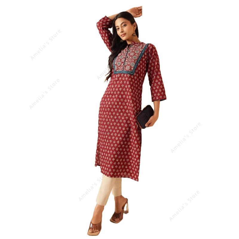 Summer Clothing Pakistan - Kurta Etnica da Donna Primavera-Estate con