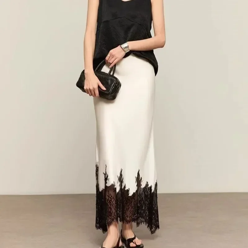 Summer Clothing Wraps - Gonna longuette con bordo in pizzo