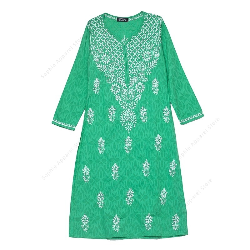 Summer Clothing Pakistan - Tunica da donna ricamata Kurti indiana/